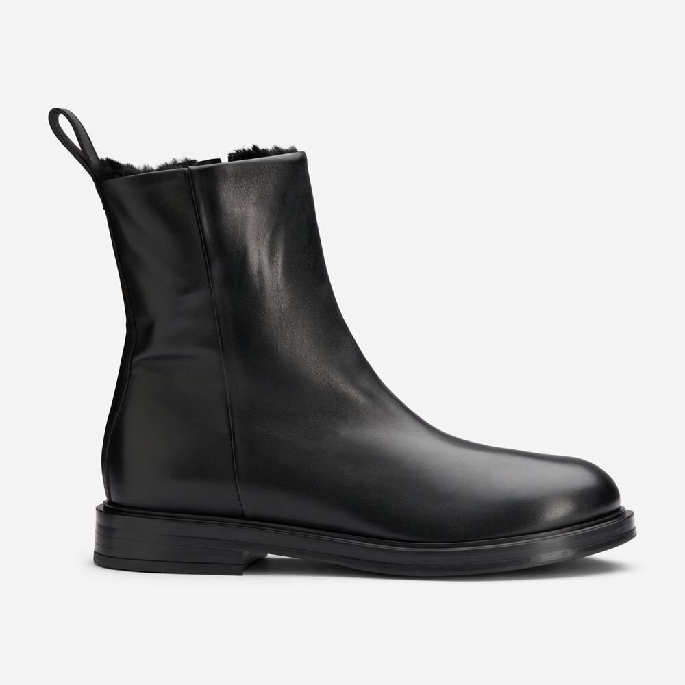 Classic Boots With Fur - Vitello Black