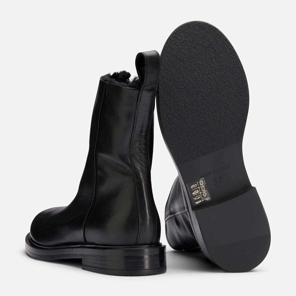 Classic Boots With Fur - Vitello Black