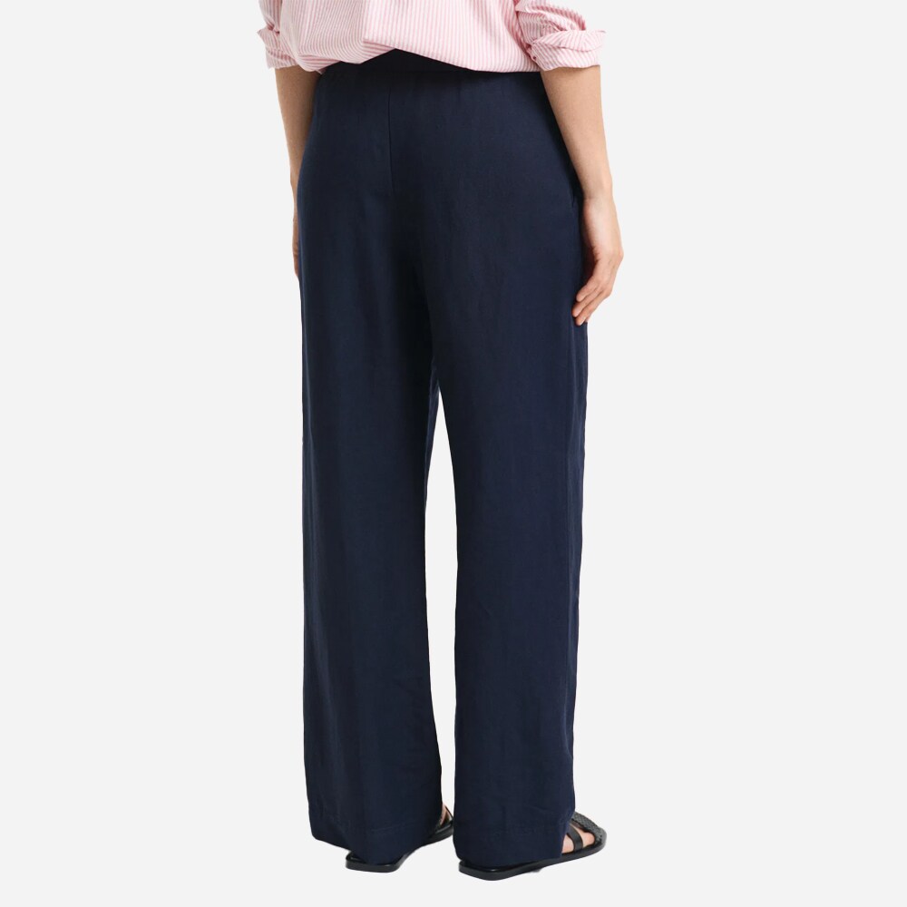 Linen Blend Pull-On Pants - Navy