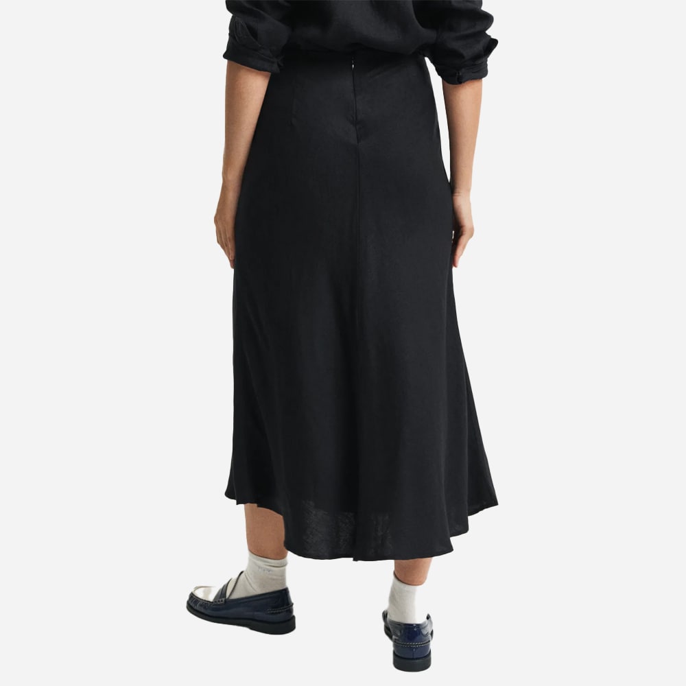 Linen Blend Skirt - Black