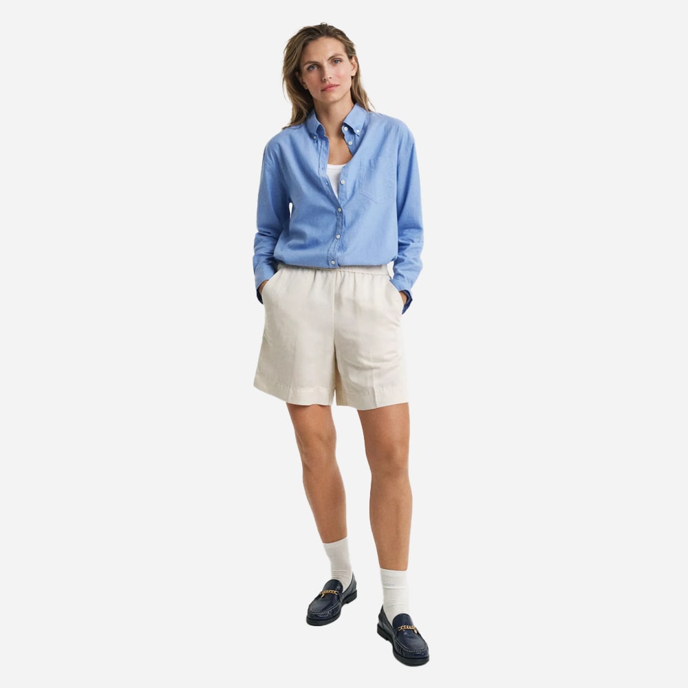 Linen Blend Pull-On Shorts - Putty