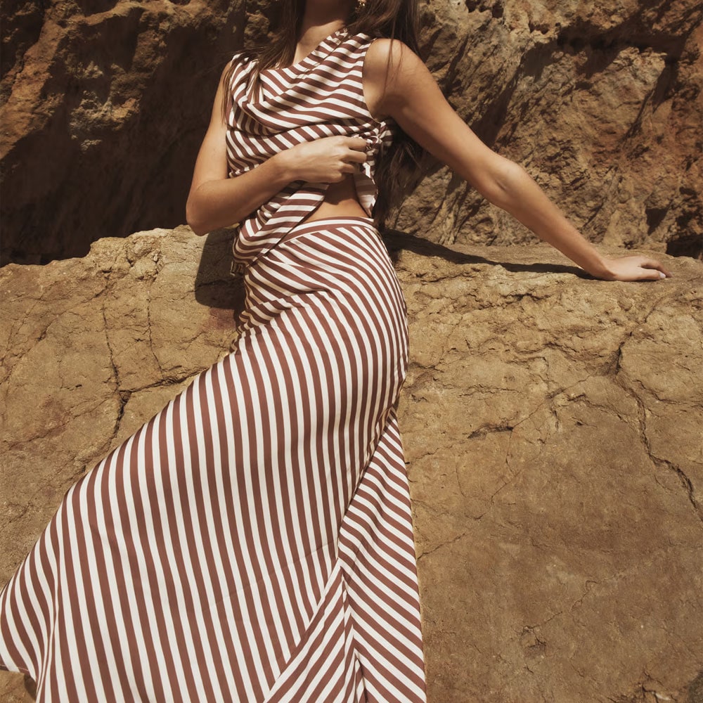 Hyro Skirt - Terracotta Stripe