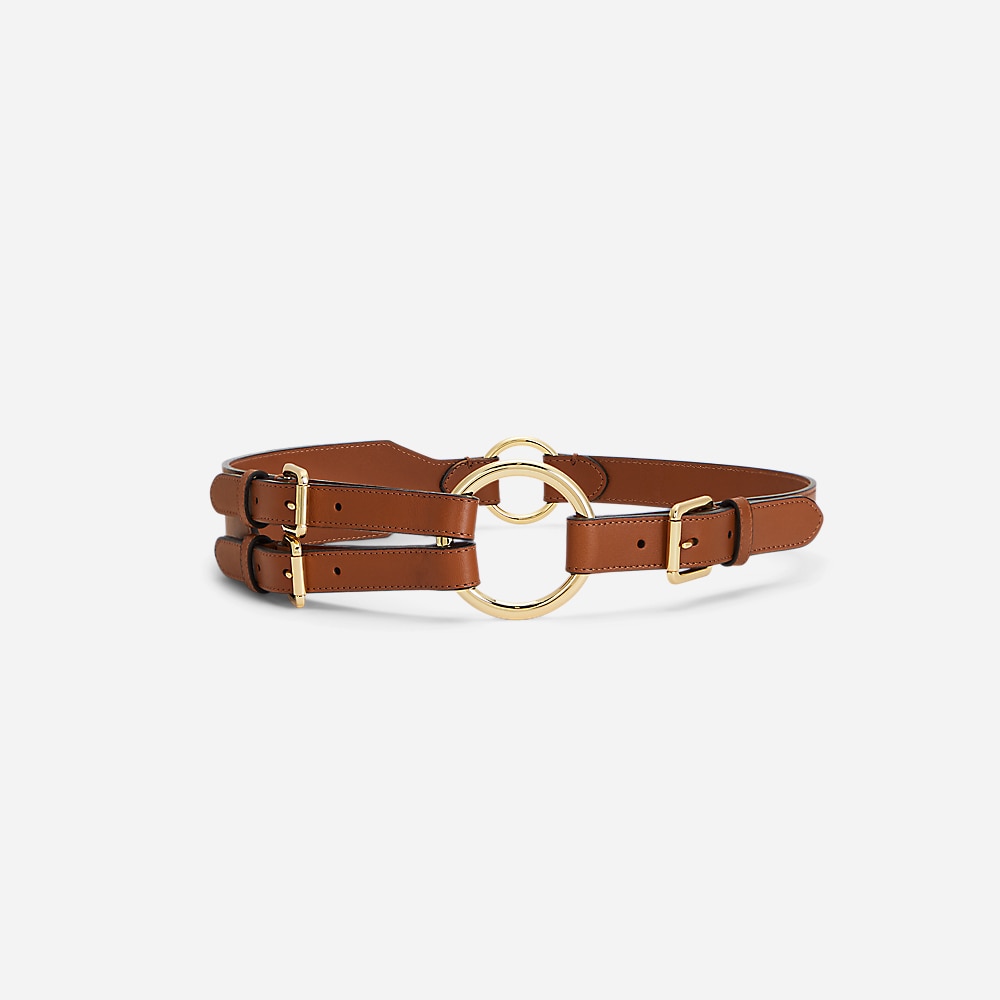 Tri-Strap O-Ring Leather Belt - Lauren Tan