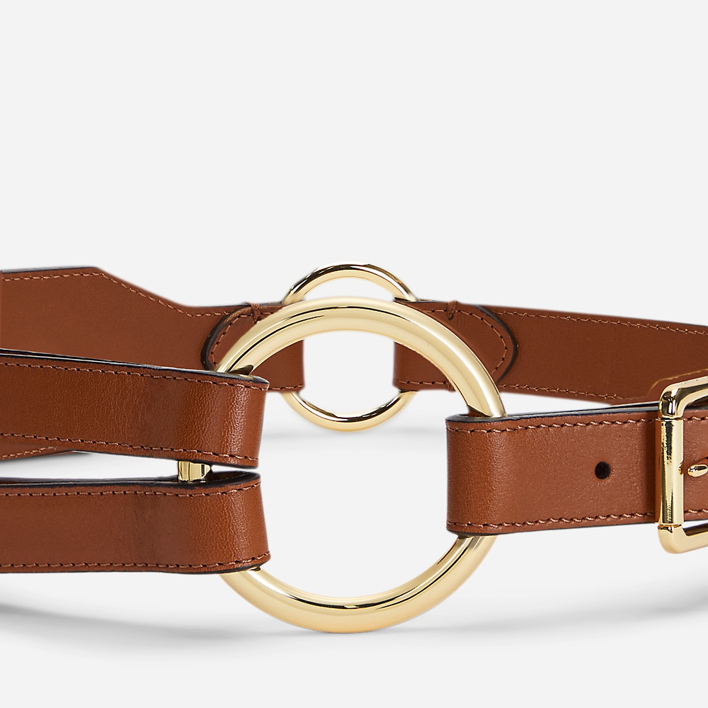 Tri-Strap O-Ring Leather Belt - Lauren Tan