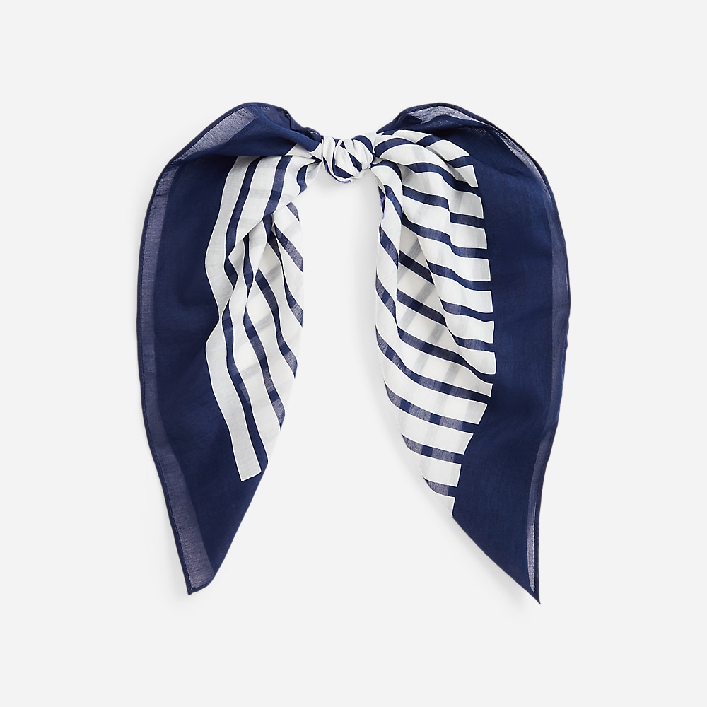 Anchor-Logo Striped Square Scarf - Navy