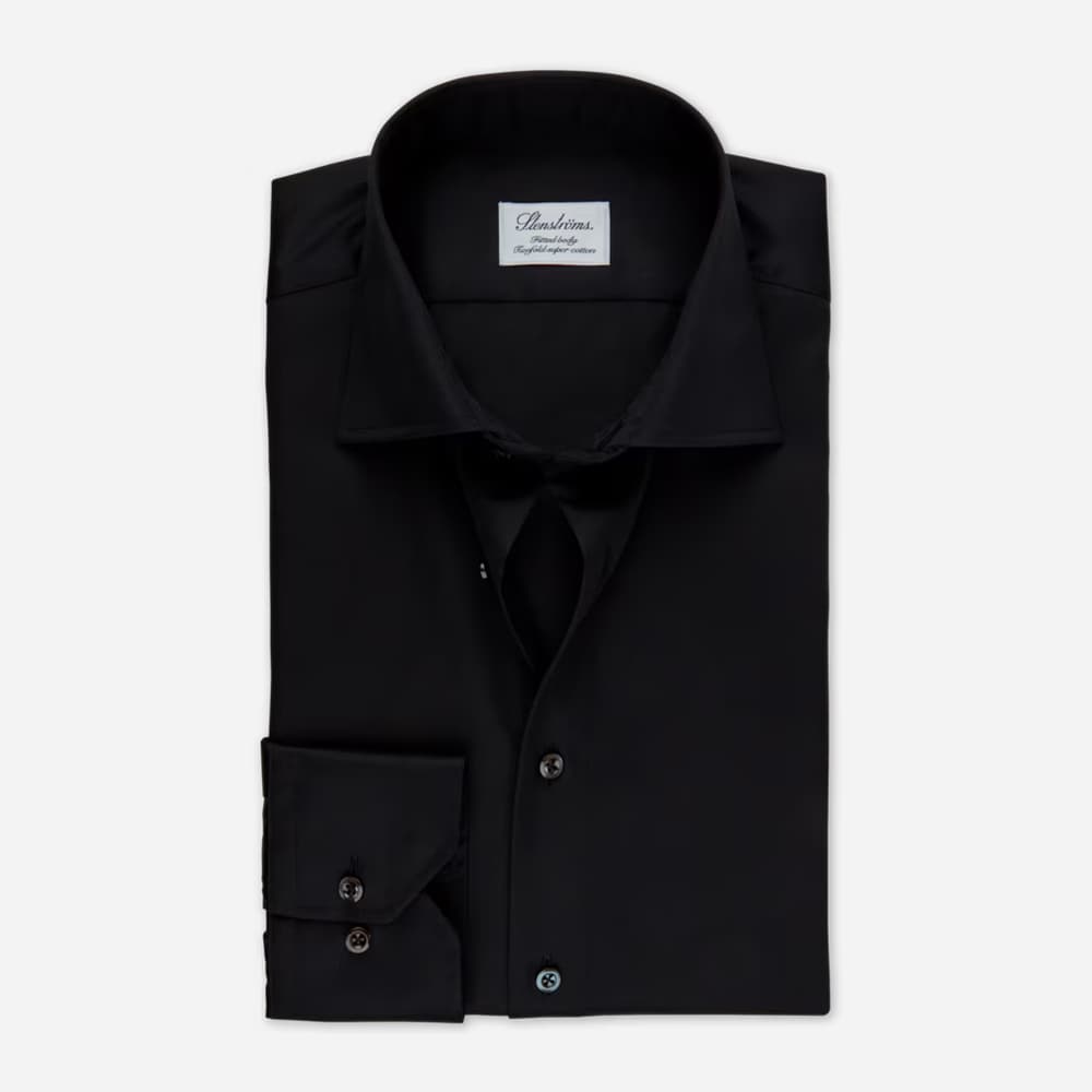 Fitted Body Twill Shirt - Black