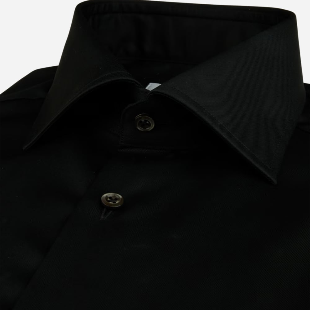Fitted Body Twill Shirt - Black