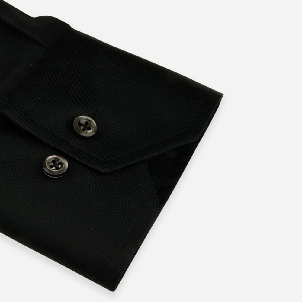 Fitted Body Twill Shirt - Black