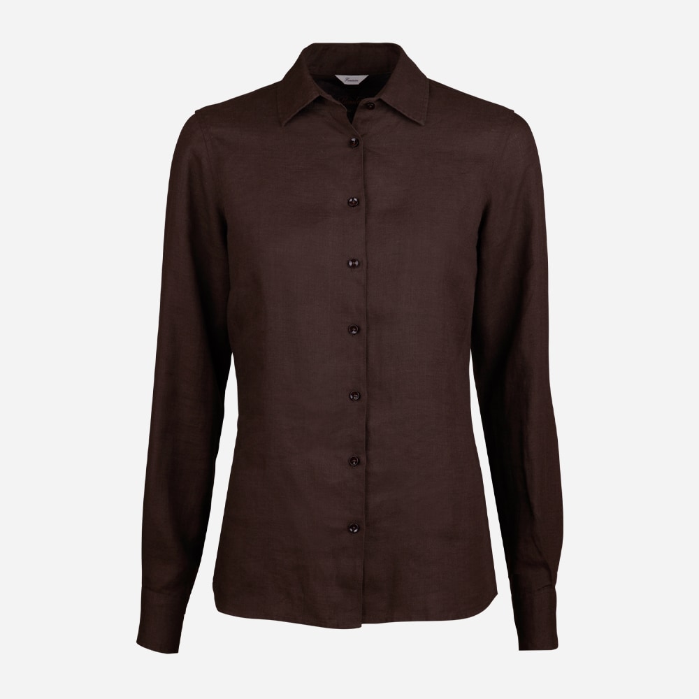 Sofie Shirt Linen - Dark Brown