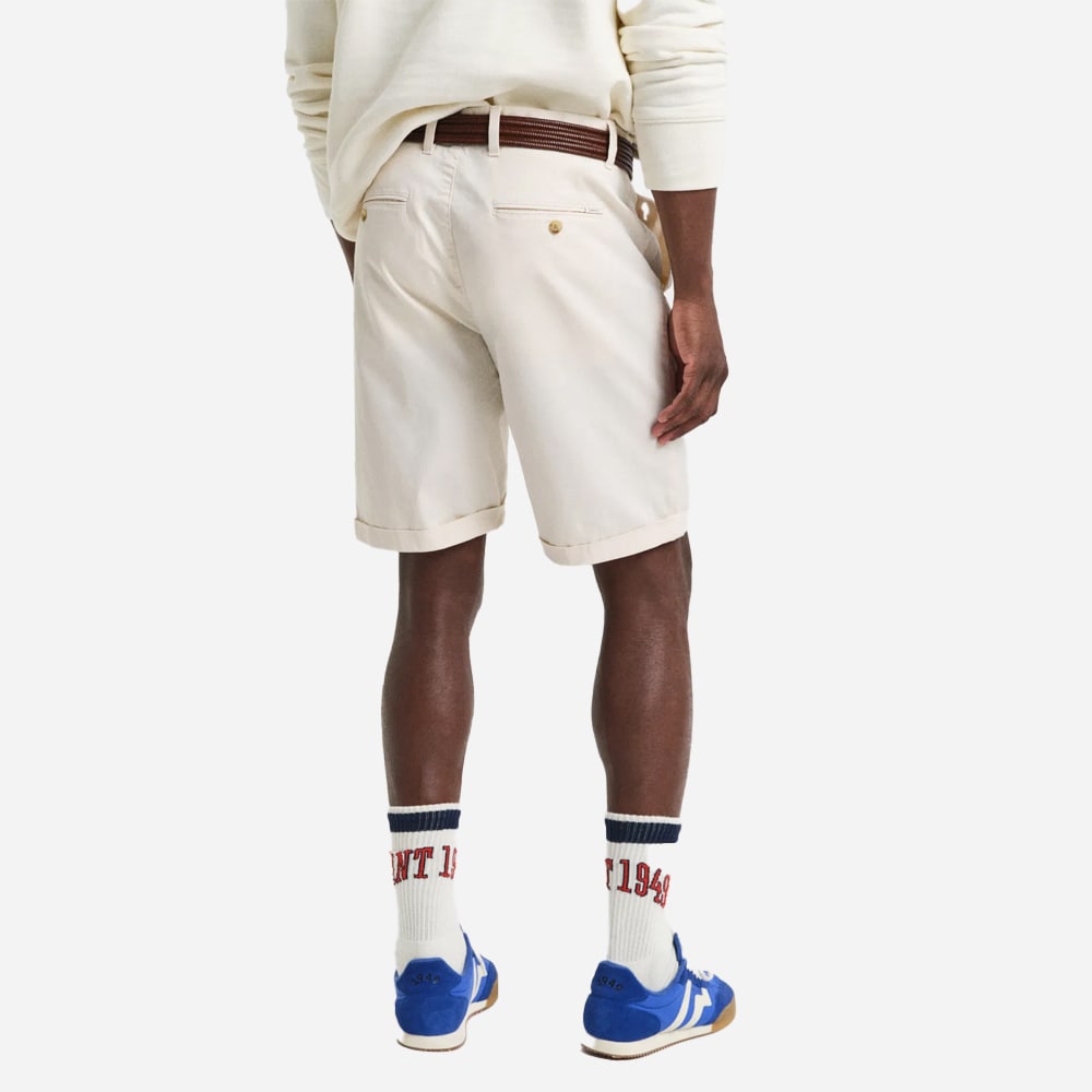 Regular Fit Sunfaded Chino Shorts - Cream