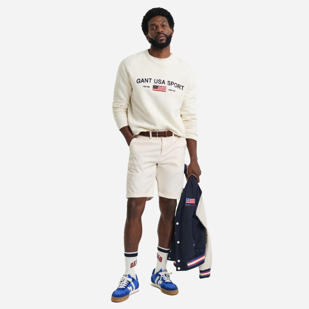 Regular Fit Sunfaded Chino Shorts - Cream