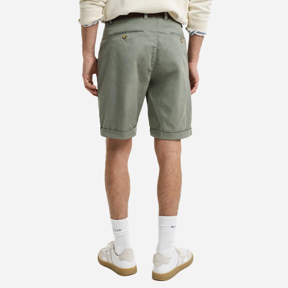 Regular Fit Sunfaded Chino Shorts - Kalamata Green