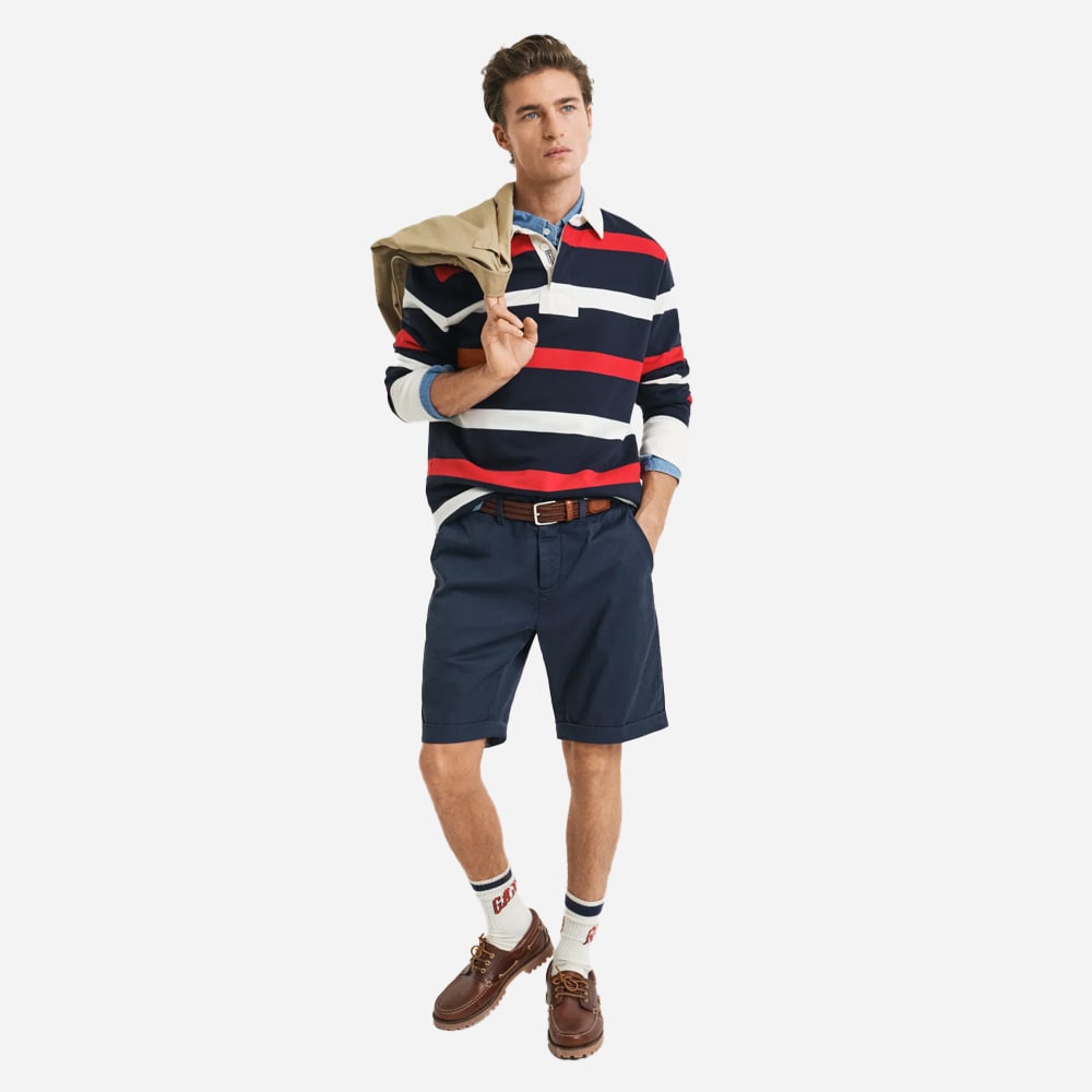 Regular Fit Sunfaded Chino Shorts - Evening Blue