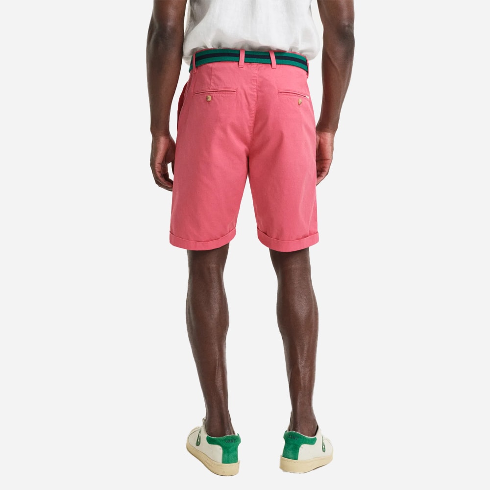 Regular Fit Sunfaded Chino Shorts - Watermelon Red