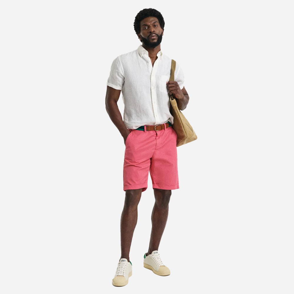 Regular Fit Sunfaded Chino Shorts - Watermelon Red