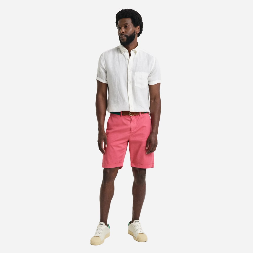 Regular Fit Sunfaded Chino Shorts - Watermelon Red