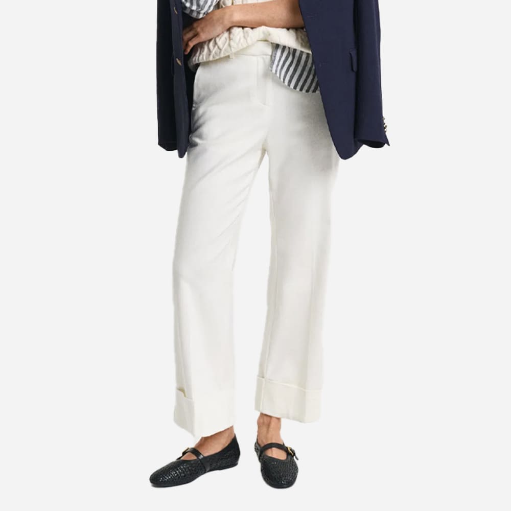 Turn-Up Crease Pants - Eggshell