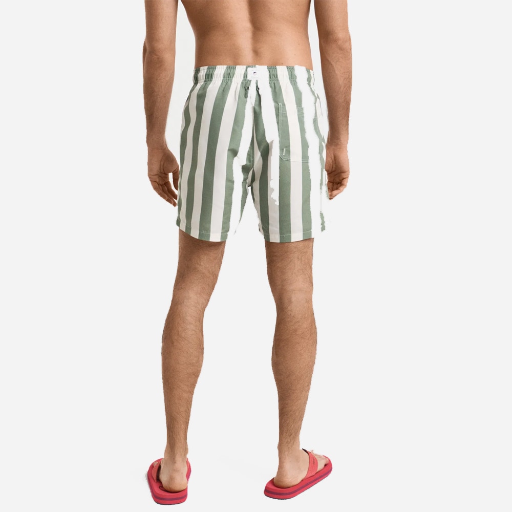 Block Stripe Swim Shorts - Kalamata Green