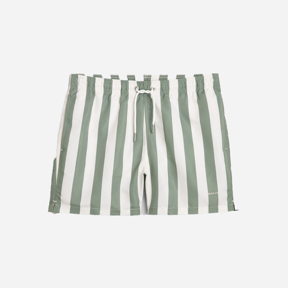 Block Stripe Swim Shorts - Kalamata Green