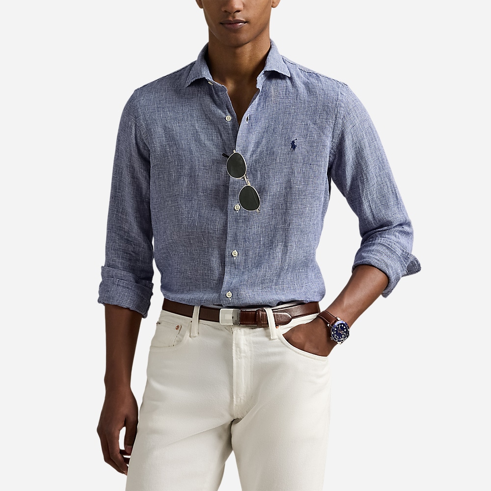 Custom Fit Linen Shirt - Royal White