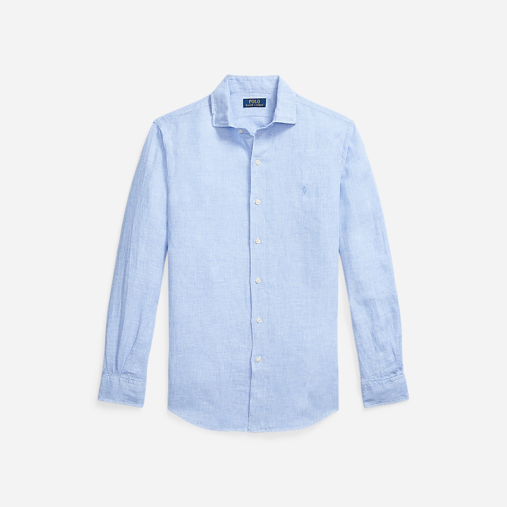 Custom Fit Linen Shirt - Cabana Blue White