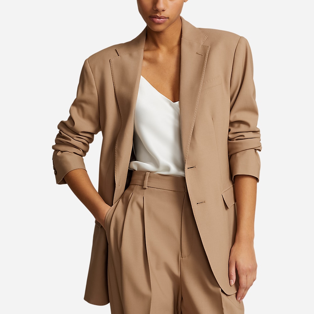 Stretch Wool-Blend Blazer - Camel