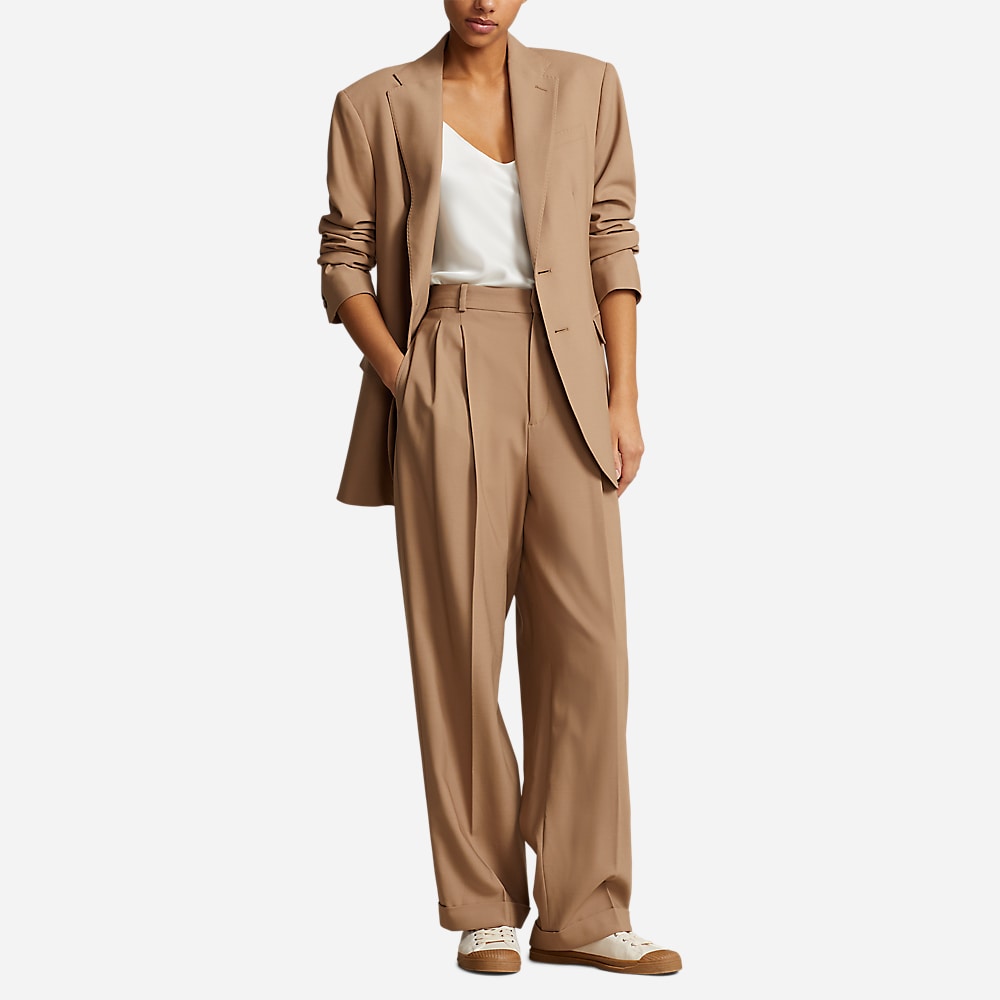 Stretch Wool-Blend Blazer - Camel