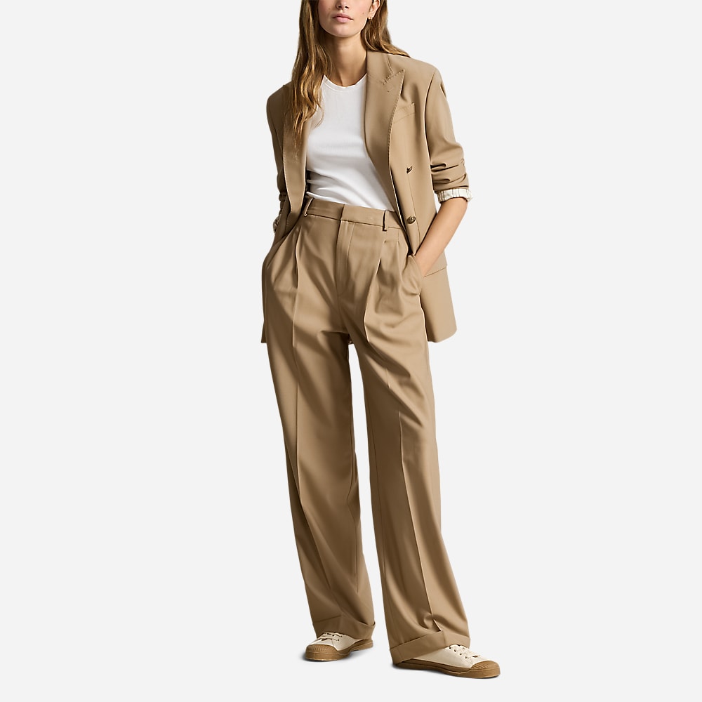 Wool-Blend Wide-Leg Pant - Camel