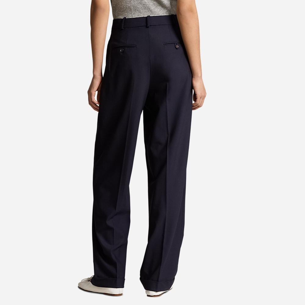 Wool-Blend Wide-Leg Pant - Navy