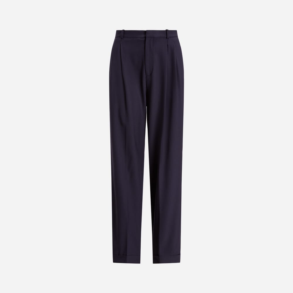 Wool-Blend Wide-Leg Pant - Navy