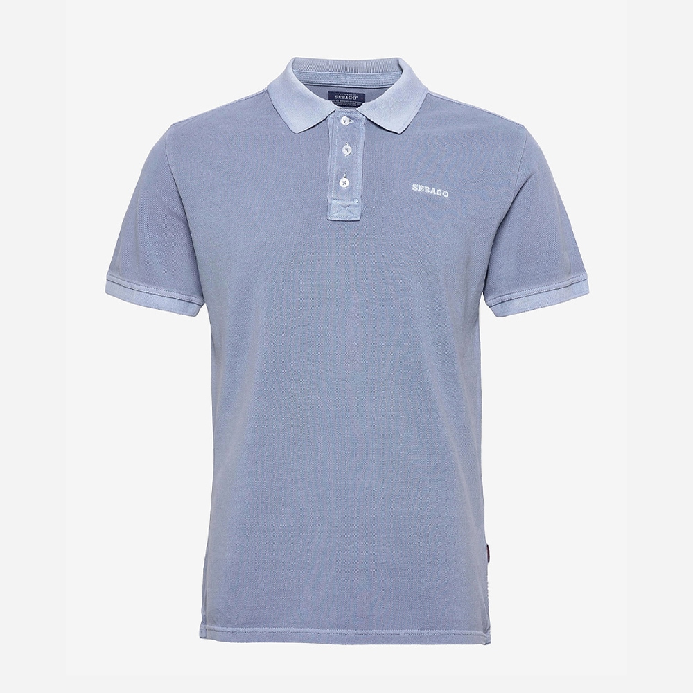 Outwashed Logo Pique - Stone Blue