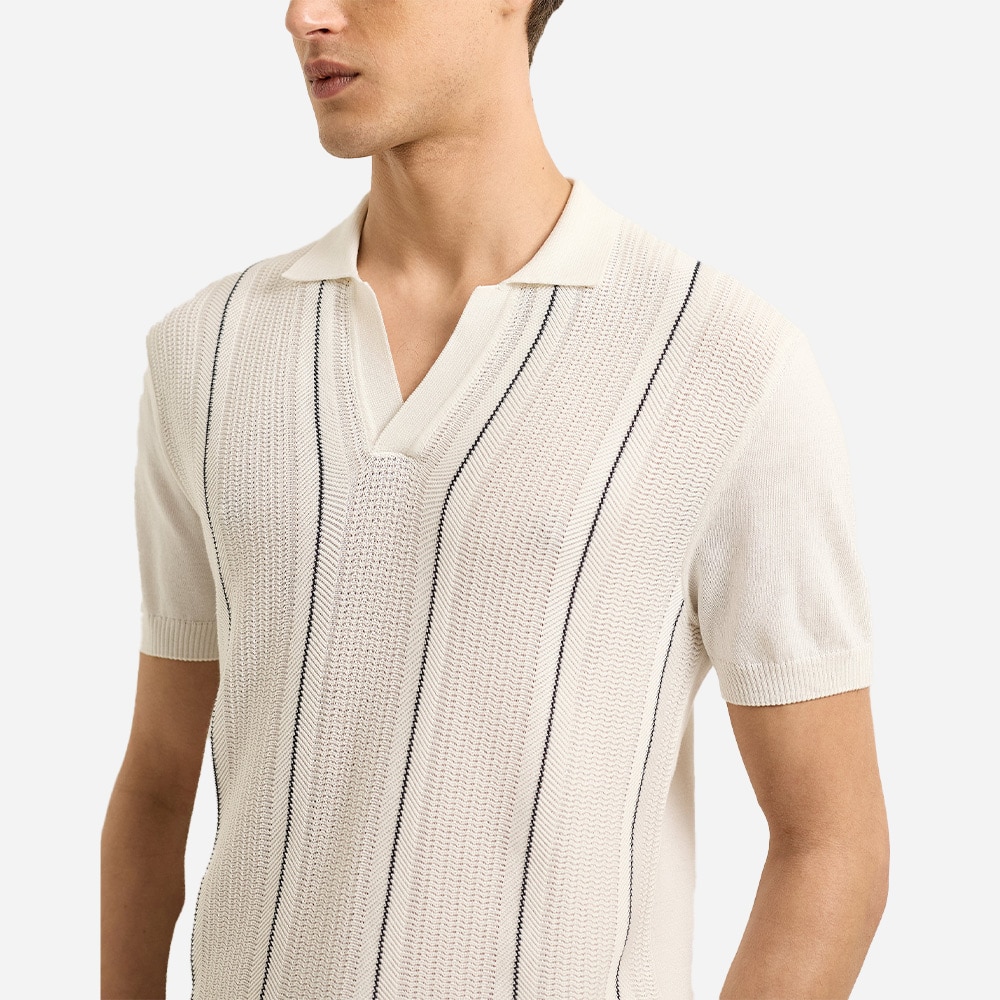 Horton Silk - White/Night Iris Stripe