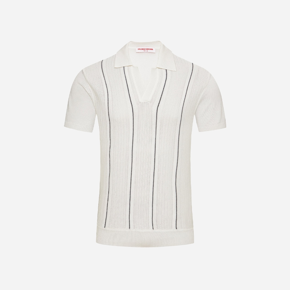 Horton Silk - White/Night Iris Stripe
