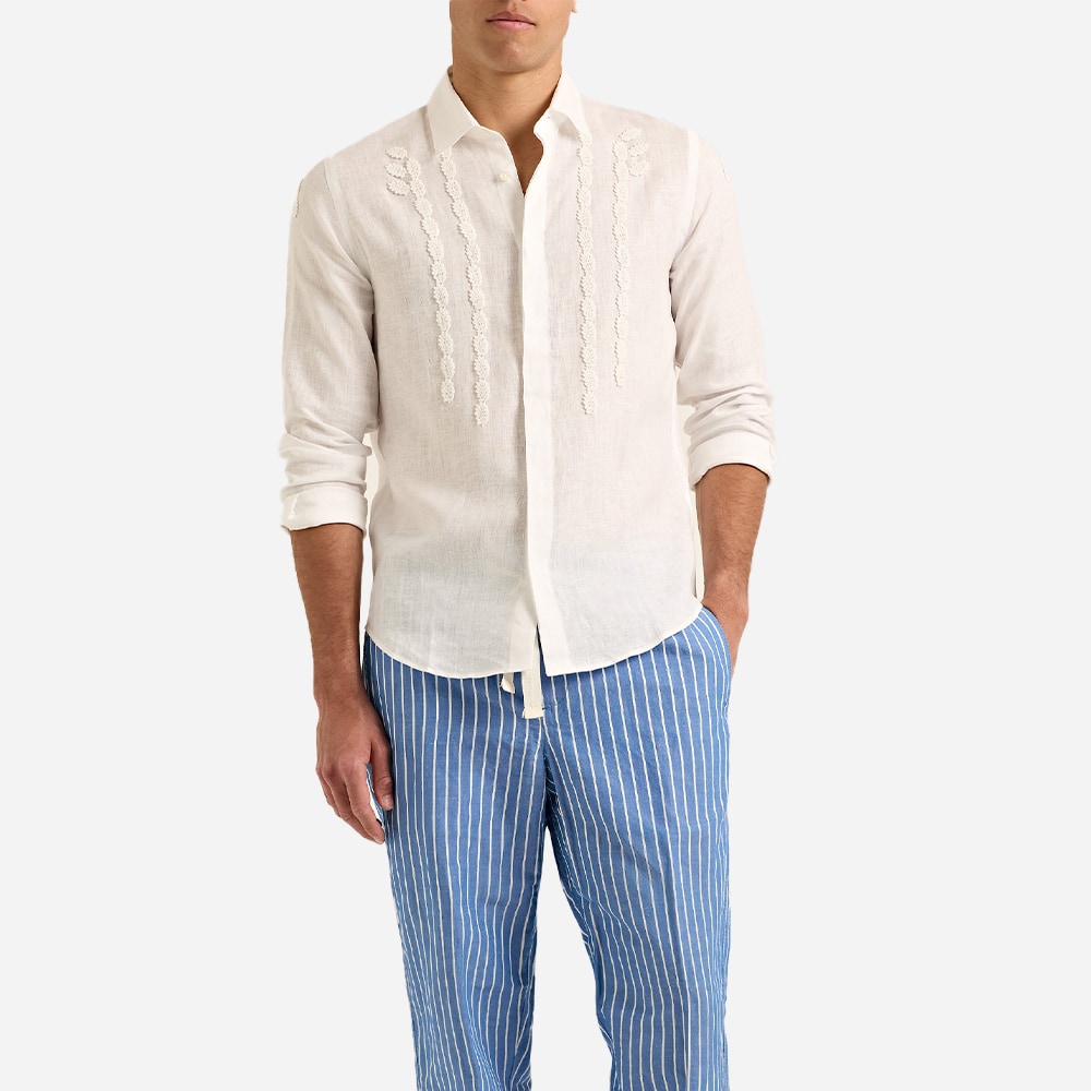 Giles Linen Applique - White