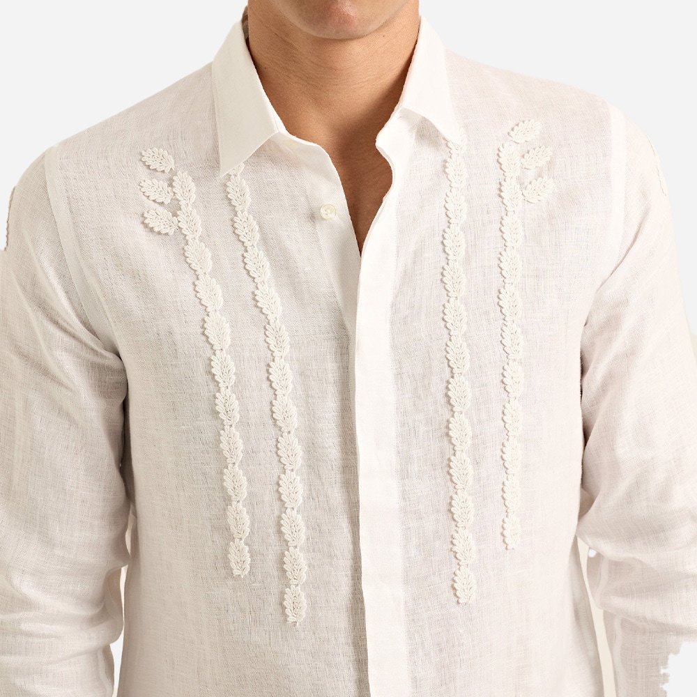 Giles Linen Applique - White