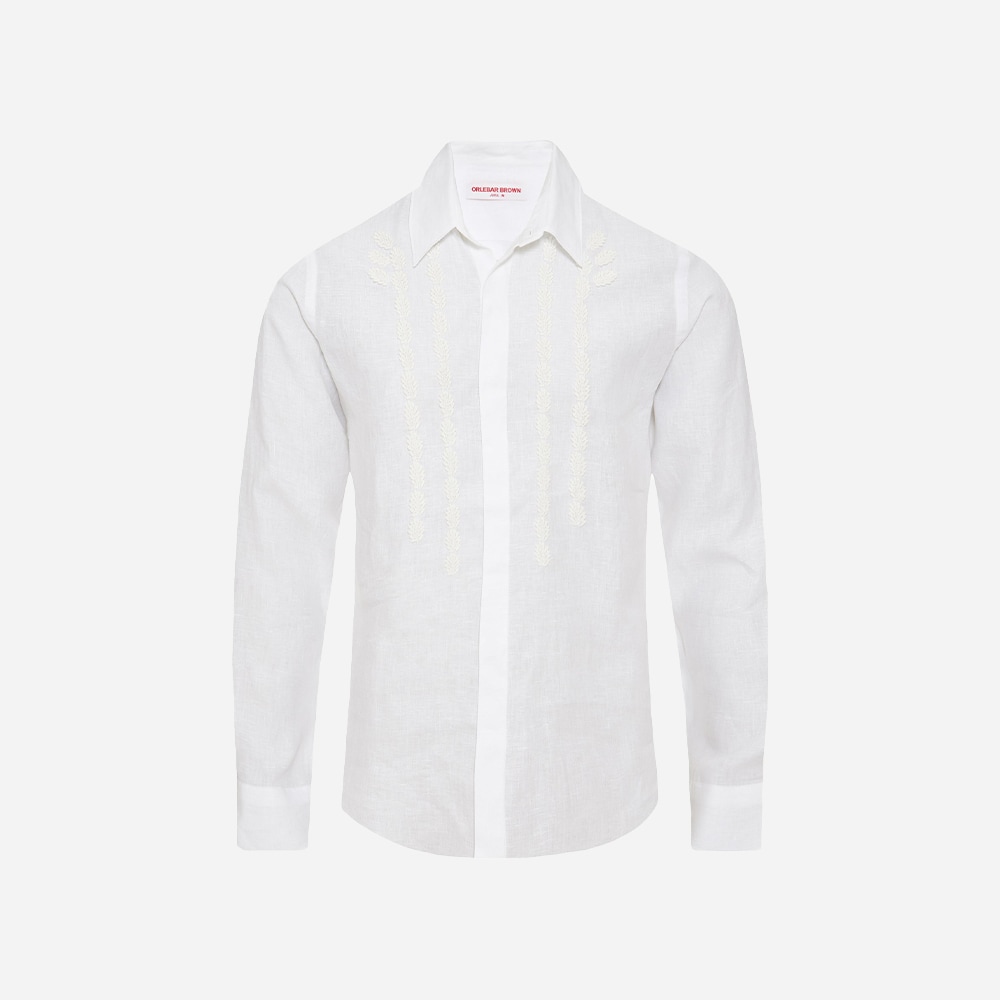 Giles Linen Applique - White