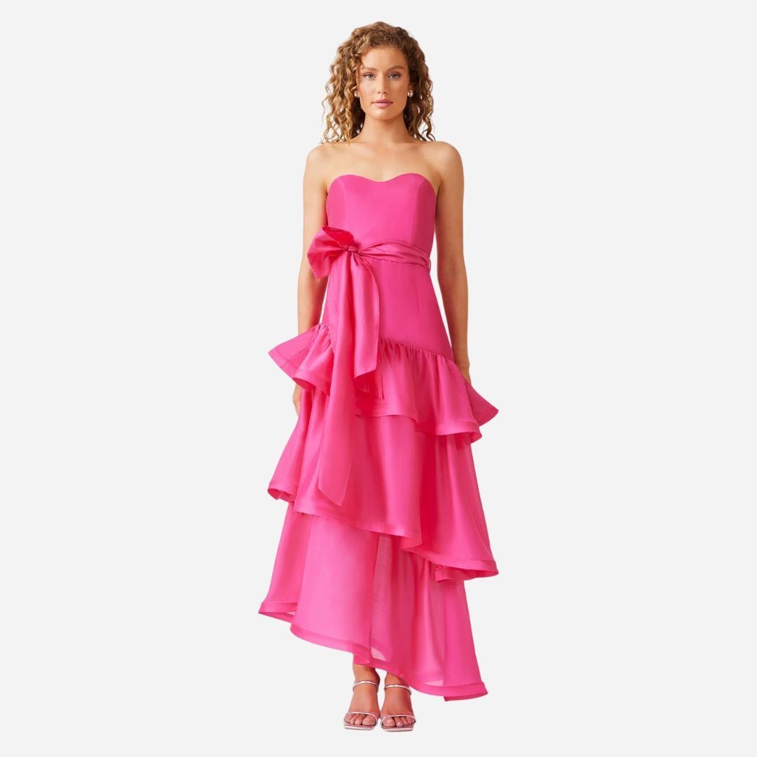 Kalani Strapless Maxi Dress - Hot Pink