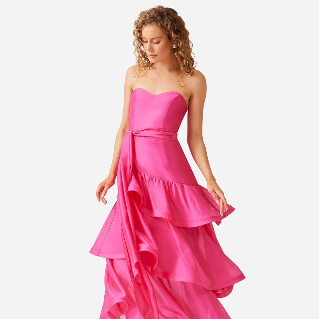 Kalani Strapless Maxi Dress - Hot Pink