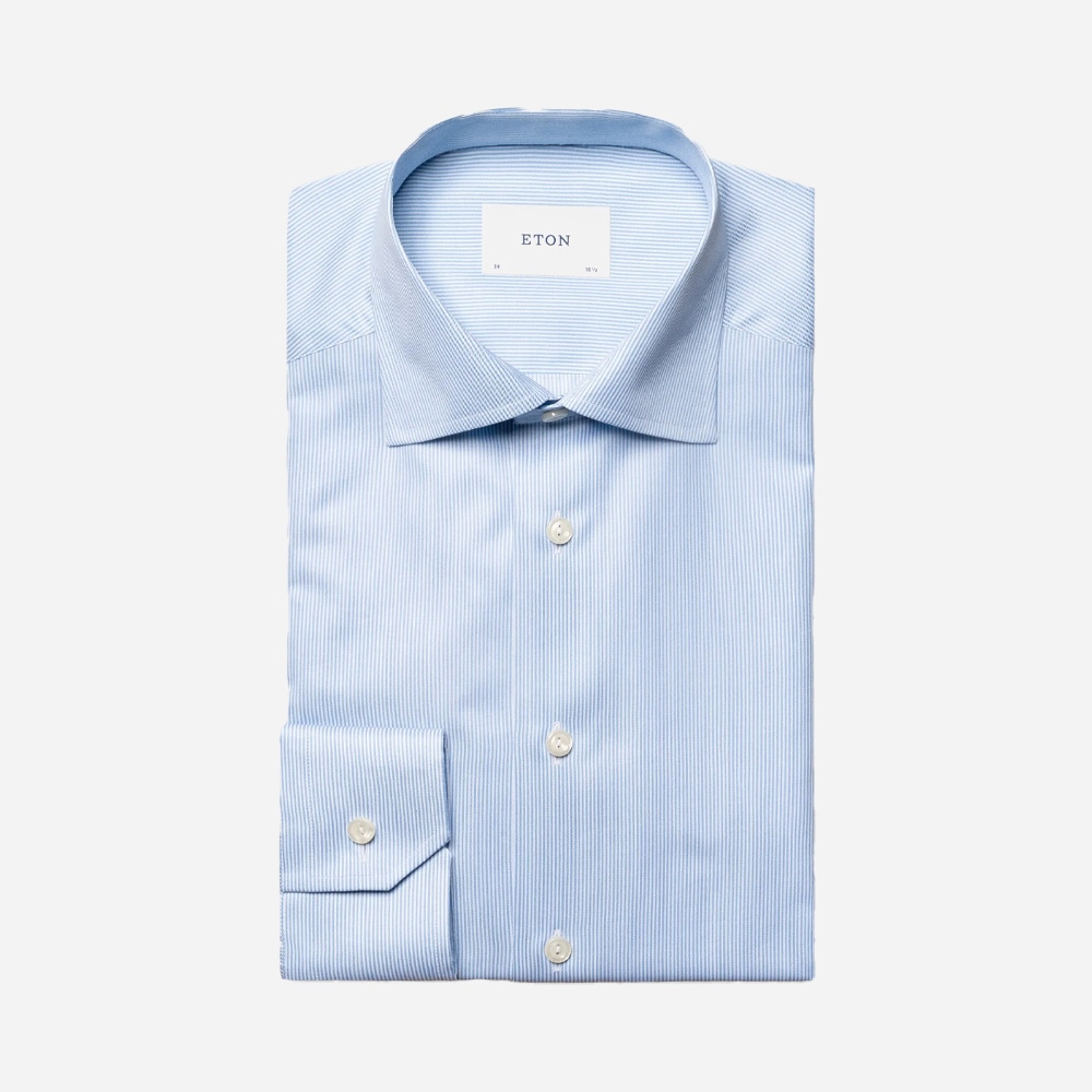 Slim Signture Twill Shirt - Fine Stripes Blue-White