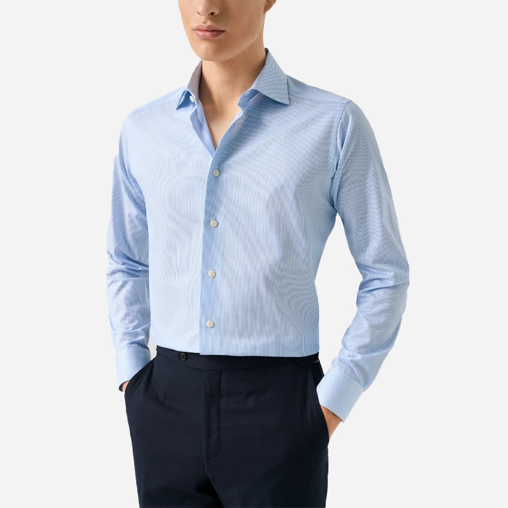 Slim Signture Twill Shirt - Fine Stripes Blue-White