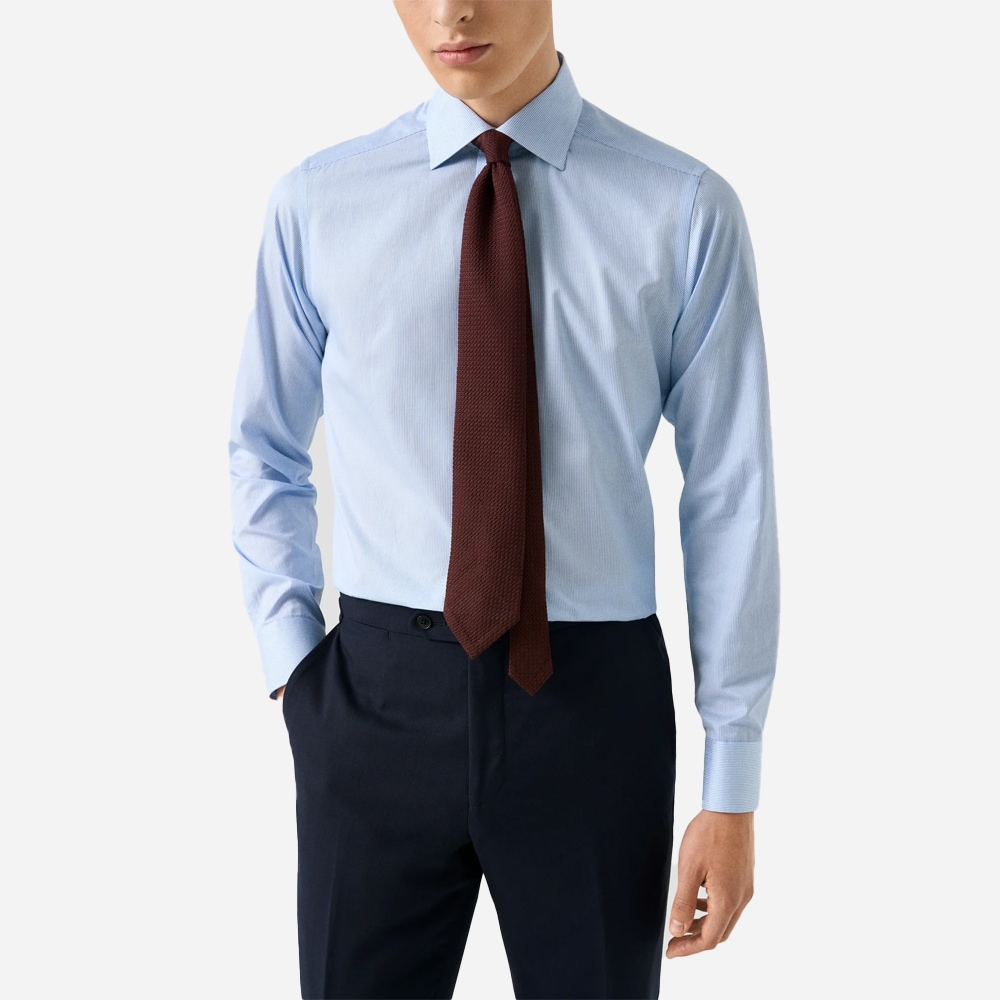 Slim Signture Twill Shirt - Fine Stripes Blue-White