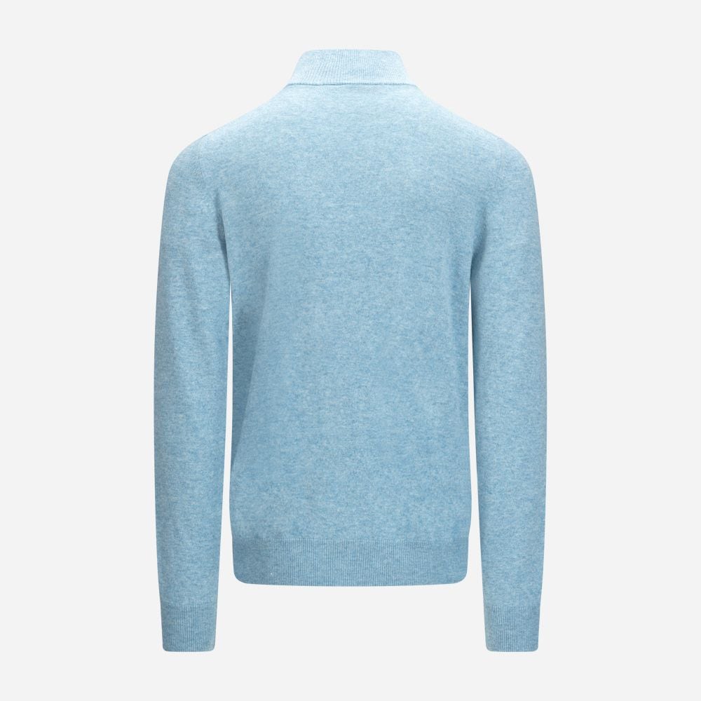 Half Zip Wool-Cashmere - Light Blue