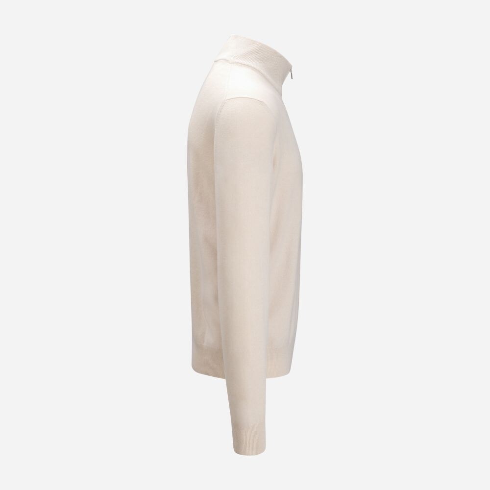 Half Zip Wool-Cashmere - Panna
