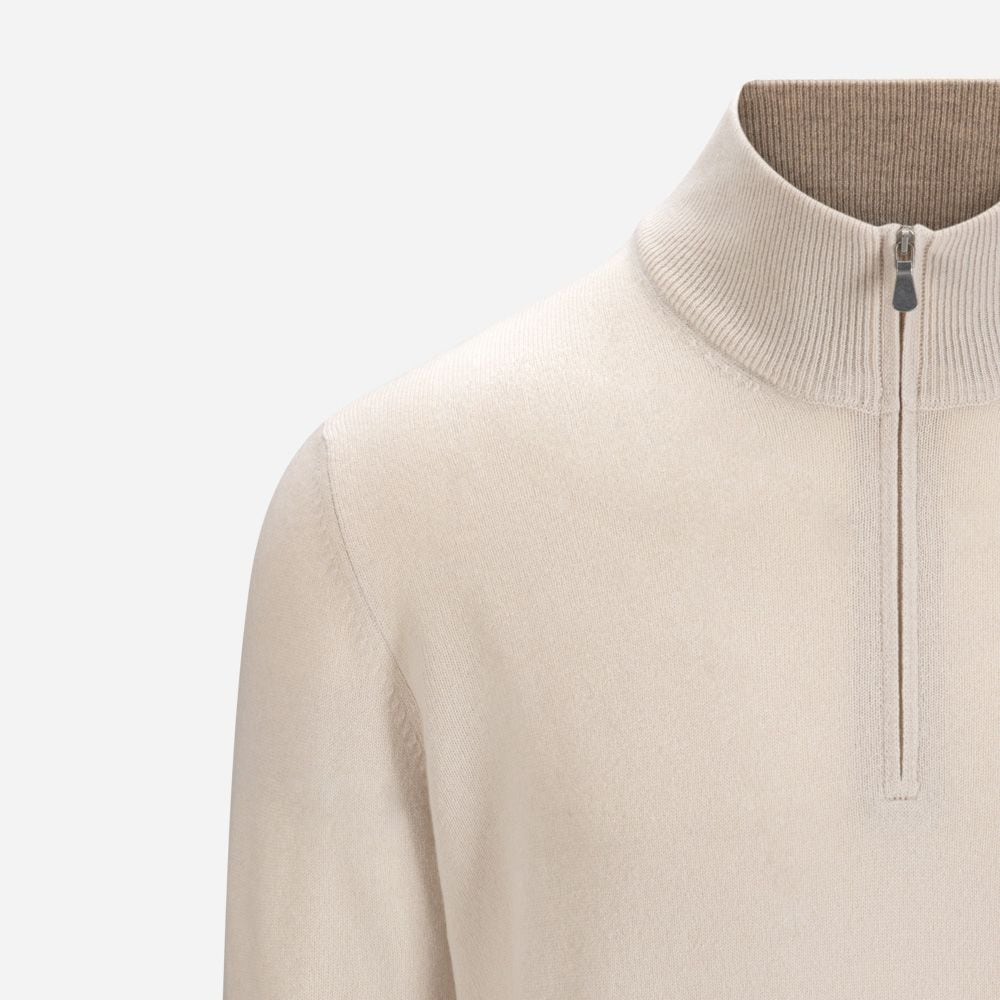 Half Zip Wool-Cashmere - Panna