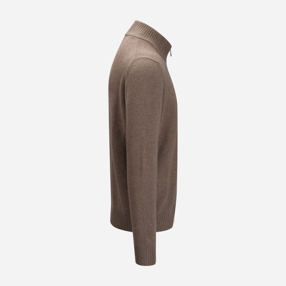 Full Zip Jacket Wool-Cashmere - Brown