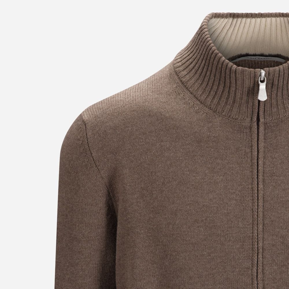 Full Zip Jacket Wool-Cashmere - Brown