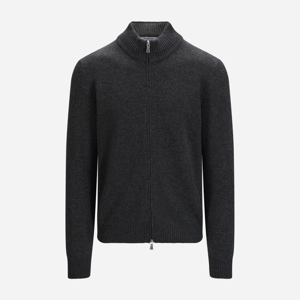 Full Zip Jacket Wool-Cashmere - Dark Grey