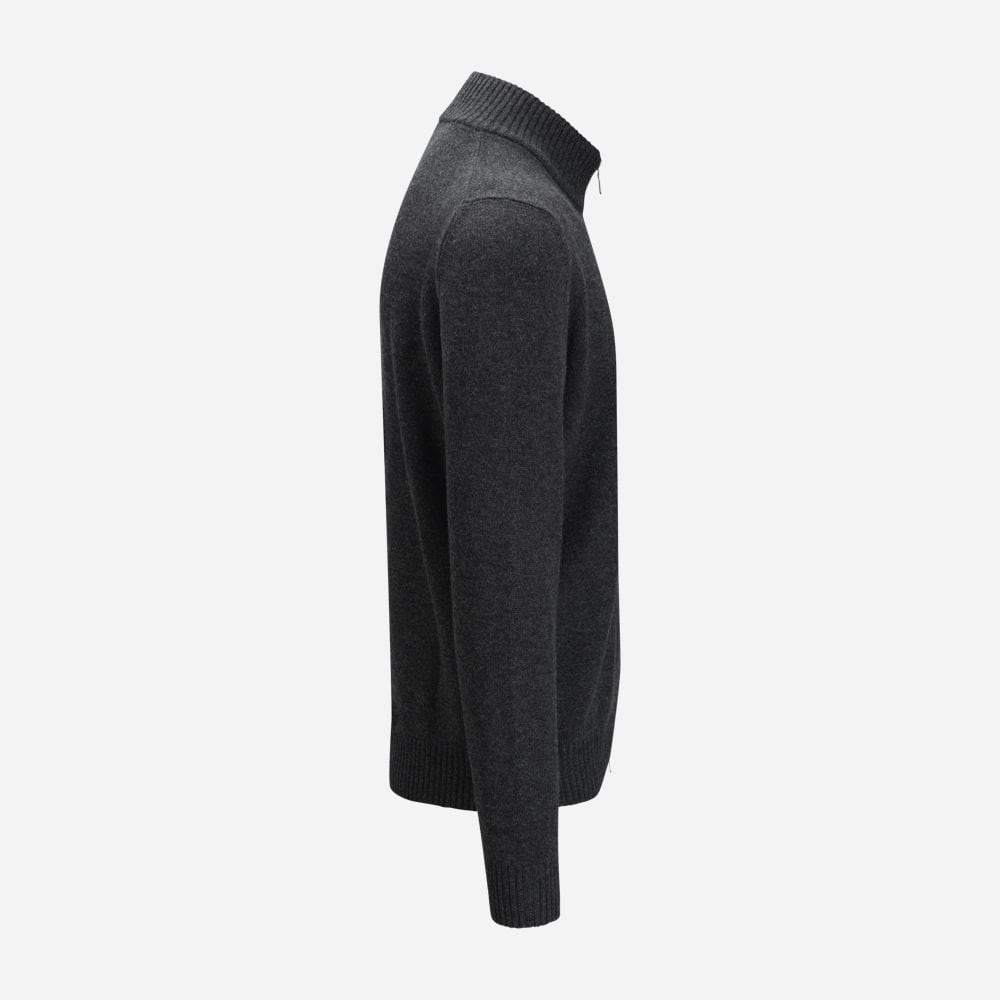 Full Zip Jacket Wool-Cashmere - Dark Grey