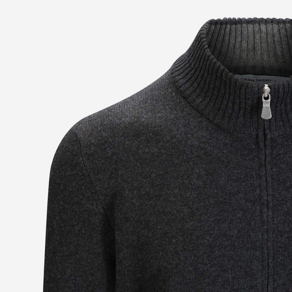 Full Zip Jacket Wool-Cashmere - Dark Grey