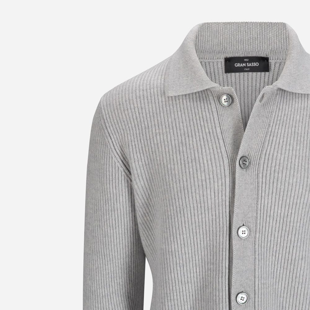 Overshirt Rib Cashmere - Light Grey